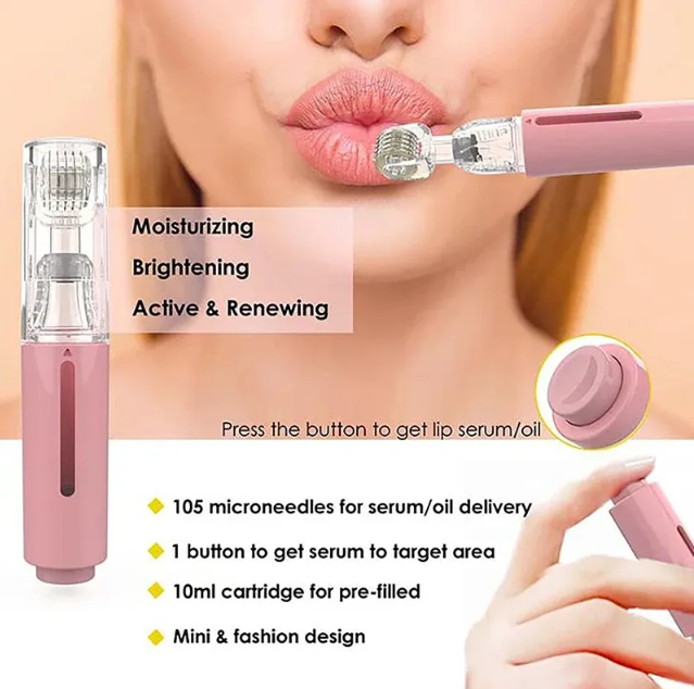 3-in-1 Lip Plumping & Microneedle Roller – Serum Applicator for Fuller Lips & Smoother Skin