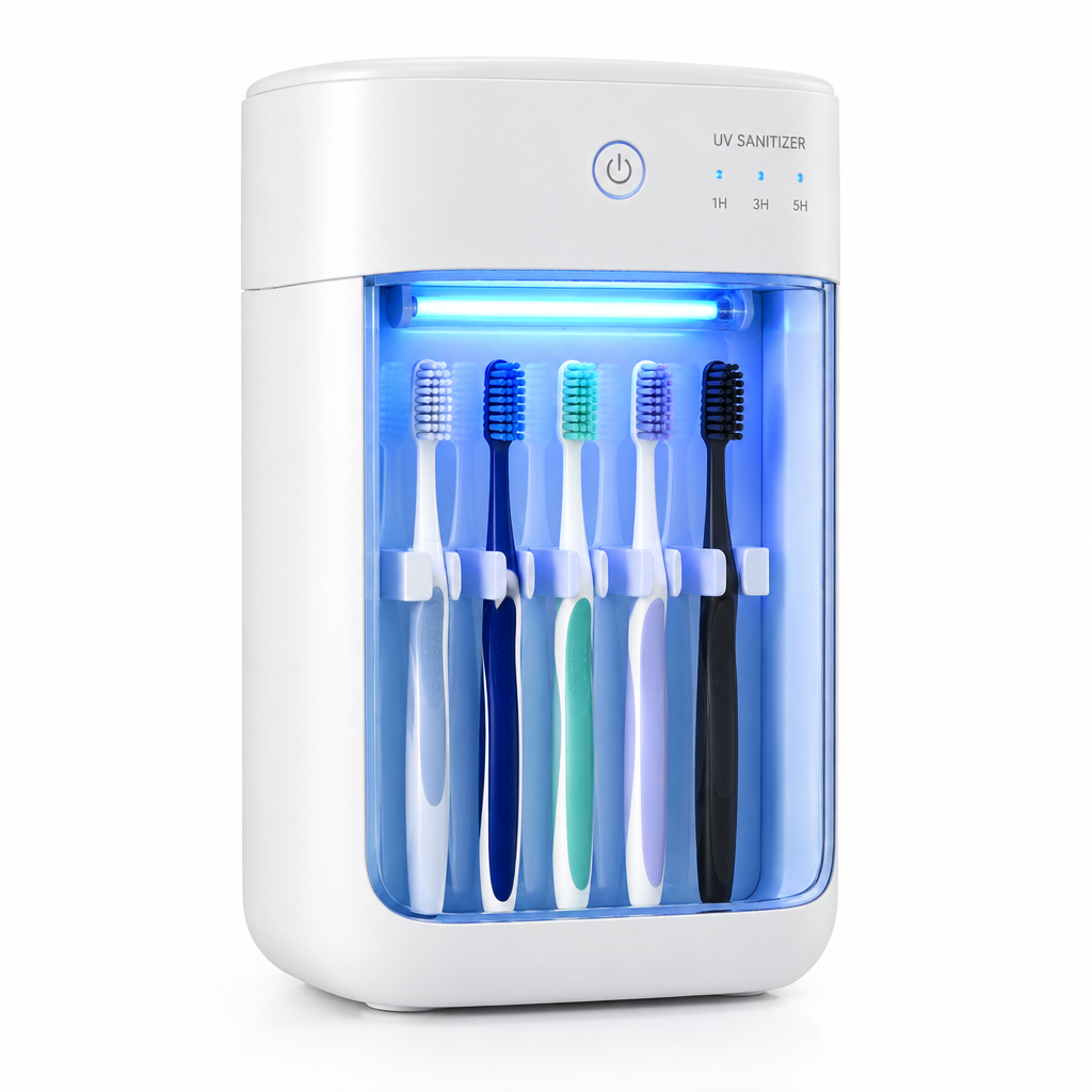 UV Toothbrush Sanitizer with blue UV light